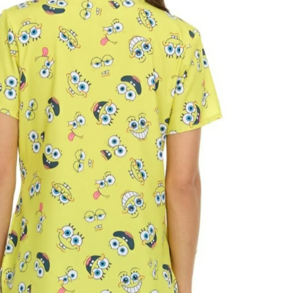 women XL v neck sponge bob scrub top with two front pockets brand new - Picture 4 of 4